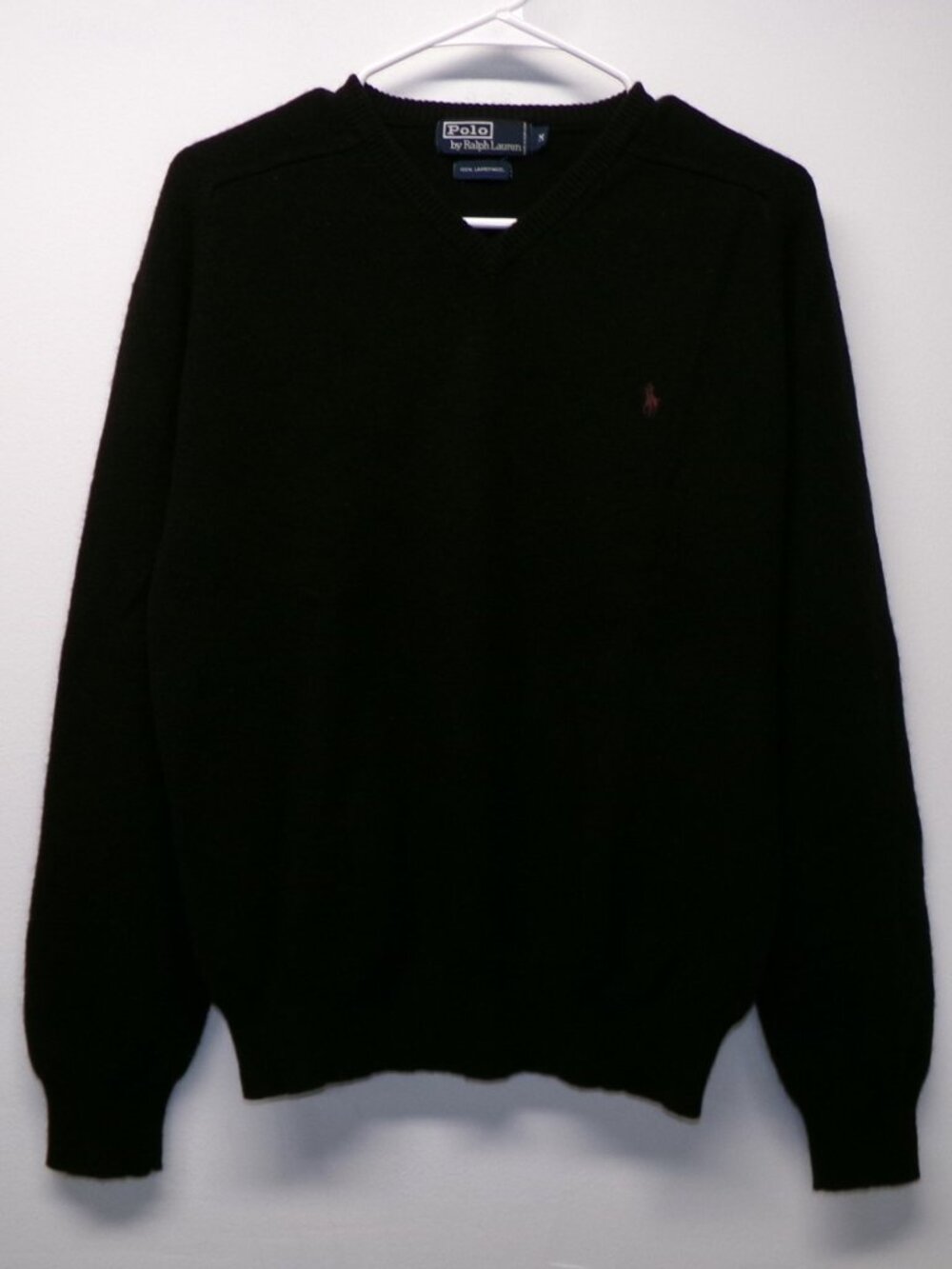 Vtg 80s Polo Ralph Lauren Lambs Wool V Neck Sweater Mens sz M Hong Kong